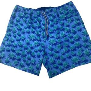 Peter Millar Men's Aerial Palms Swim Trunk Size XL Blue NWT